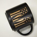 COLLECTIVE HOME - Monogram Ceramic Mug, 15oz Patriotic Letter Tea Cup, Elegant Independence Day Design, Personalized Mug for 4th of July, Ideal Gift for Him, Brother, or Father, Black (M)