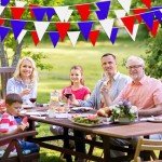 LoveVC 100 Feet Red Blue White Pennant Banner Flags String Triangle Bunting Flag for 4th of July Kids Birthday Wedding Outdoor Garden Hanging Festivals Decoration,60 Pcs