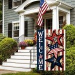Independence Day 4th of July Garden Flag Burlap 12x18 Inch Double Sided, Patriotic American Stars and Stripes Yard Outdoor Decor DF304