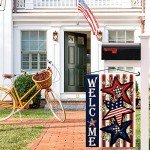 Independence Day 4th of July Garden Flag Burlap 12x18 Inch Double Sided, Patriotic American Stars and Stripes Yard Outdoor Decor DF304