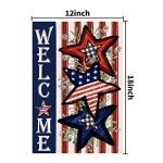 Independence Day 4th of July Garden Flag Burlap 12x18 Inch Double Sided, Patriotic American Stars and Stripes Yard Outdoor Decor DF304