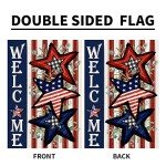 Independence Day 4th of July Garden Flag Burlap 12x18 Inch Double Sided, Patriotic American Stars and Stripes Yard Outdoor Decor DF304