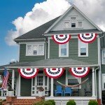 2 × 4 FT 4th of July Decorations, 4 PCS American Pleated Fan Flag, Patriotic Fourth of July Banner, Red White and Blue USA Flag Bunting for Memorial Day Independence Day Parade Outdoor Decor