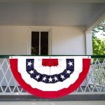 2 × 4 FT 4th of July Decorations, 4 PCS American Pleated Fan Flag, Patriotic Fourth of July Banner, Red White and Blue USA Flag Bunting for Memorial Day Independence Day Parade Outdoor Decor