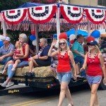 2 × 4 FT 4th of July Decorations, 4 PCS American Pleated Fan Flag, Patriotic Fourth of July Banner, Red White and Blue USA Flag Bunting for Memorial Day Independence Day Parade Outdoor Decor