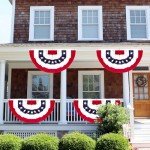2 × 4 FT 4th of July Decorations, 4 PCS American Pleated Fan Flag, Patriotic Fourth of July Banner, Red White and Blue USA Flag Bunting for Memorial Day Independence Day Parade Outdoor Decor