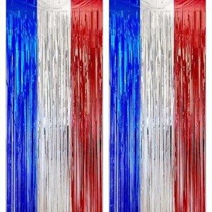 OHOME 4th of July Decorations - American Flag Backdrop Streamers | Patriotic Memorial Day Decor for Indoor Outdoor Outside - Fourth of July Accessories for Door Wall Party Favors,2 Pack