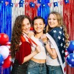 OHOME 4th of July Decorations - American Flag Backdrop Streamers | Patriotic Memorial Day Decor for Indoor Outdoor Outside - Fourth of July Accessories for Door Wall Party Favors,2 Pack