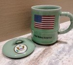 Longquan Celadon Patriotic Mugs Set of 2-11oz Handcrafted Ceramic Coffee Cups with Eagle & American Flag Design, God Bless America, Dishwasher Safe - Luxury Gift Box for 4th of July, Veterans Day
