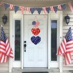 4th of July Decorations Patriotic Wreath Heart Hanging Decor 4th of July Wreaths for Front Door Wooden Front Door Decorations Memorial Day Fourth of July for Porch Wall Indoor Home Decor