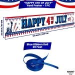 KatchOn, Happy 4th of July Banner - 120x20 Inch, 4th of July Yard Banner | 4th of July Party Supplies, 4th of July Decorations Outdoor | Patriotic Banner, Patriotic DÈcor, Fourth of July Decorations