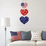 4th of July Decorations Patriotic Wreath Heart Hanging Decor 4th of July Wreaths for Front Door Wooden Front Door Decorations Memorial Day Fourth of July for Porch Wall Indoor Home Decor