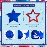 36Pcs Red White Blue Star Hanging Swirl Decorations Stars Streamers Foil Swirls for Ceiling Decorations Veterans Day Party Supplies 4th of July Independence Day Patriotic Decorations