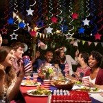 36Pcs Red White Blue Star Hanging Swirl Decorations Stars Streamers Foil Swirls for Ceiling Decorations Veterans Day Party Supplies 4th of July Independence Day Patriotic Decorations