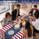 OHOME 4th of July Decorations - Patriotic American Flag Plastic Tablecloth for Memorial Day | Fourth of July Accessories for Home Outdoor Outside Party Favors,54"x108",2 Pack