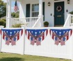 JEGERMIG 2x3 FT Patriotic Eagle American Flag Banner Indoor Outdoor Bunting Decoration Red White Blue
