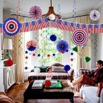 26Pcs 4th of July Decorations Patriotic Decor USA Flag String Red White Blue Paper Fans Star Streamer Pom Poms Hanging Swirls for Memorial Day,Fourth of July,Armed Forces Day,Flag Day