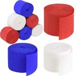 9 Rolls 738 Feet Red White and Blue Crepe Paper Streamers Patriotic Crepe Paper Streamers 4th of July Float Garland Decoration Accessories Independence Day Party Decorations Supplies