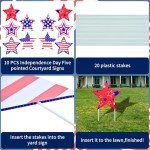 10-Piece 4th of July Star Yard Signs with Stakes - 5 Assorted Designs, 12-Inch Large Patriotic Star Signs for Outdoor Garden and Lawn Decoration for Independence Day Party Favor