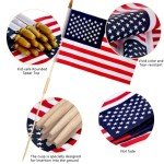 12 Pcs 12x18 Inch American Flags on Stick, American Flags for Outside, USA Stick Flag with Handheld and Grounded Multi-Purpose Flagpole, Memorial Day Decorations, 4th of July, Veterans Day, Patriotic Decorations