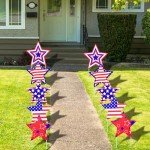 10-Piece 4th of July Star Yard Signs with Stakes - 5 Assorted Designs, 12-Inch Large Patriotic Star Signs for Outdoor Garden and Lawn Decoration for Independence Day Party Favor