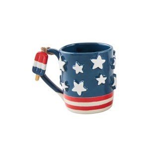 Mud Pie Americana Mug Set, 15 oz, Stars