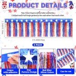 2 Packs 4th of July Decorations,39 FT Fourth of July Foil Fringe Curtain Tinsel Garland, Red White and Blue Streamers Hanging Backdrop Table Skirts for Parade Floats Memorial Day Patriotic Decor