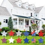 Quera Independence day Yard Signs Patriotic Outdoor Decorations Red White Blue Stars 4Th Of July Birthday pentagram Yard Sign with Stakes for Independence day Lawn Decor (12 Pieces 10.6 x 10.6 in)