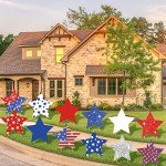 Quera Independence day Yard Signs Patriotic Outdoor Decorations Red White Blue Stars 4Th Of July Birthday pentagram Yard Sign with Stakes for Independence day Lawn Decor (12 Pieces 10.6 x 10.6 in)