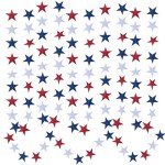 UOUYOO Patriotic Star Streamers Banner Garland 6 Strands 4th of July Decorations Party Paper Hanging red White and Blue for Fourth of July Decor Independence Day