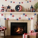 UOUYOO Patriotic Star Streamers Banner Garland 6 Strands 4th of July Decorations Party Paper Hanging red White and Blue for Fourth of July Decor Independence Day