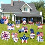 12 Pcs 4th of July Yard Sign Decorations Patriotic Outdoor Memorial Day Independence Day Yard Decor with 24 Pcs Stakes for Holiday Lawn Patio Garden Home Decor(Patriotic)