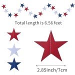 UOUYOO Patriotic Star Streamers Banner Garland 6 Strands 4th of July Decorations Party Paper Hanging red White and Blue for Fourth of July Decor Independence Day