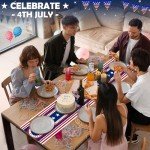 OHOME 4th of July Decorations - Patriotic USA Stars Table Runner for Home | Memorial Day Decorations - Independence Party Supplies - Fourth of July Accessories Decor Indoor Outdoor
