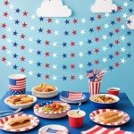 UOUYOO Patriotic Star Streamers Banner Garland 6 Strands 4th of July Decorations Party Paper Hanging red White and Blue for Fourth of July Decor Independence Day