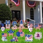 12 Pcs 4th of July Yard Sign Decorations Patriotic Outdoor Memorial Day Independence Day Yard Decor with 24 Pcs Stakes for Holiday Lawn Patio Garden Home Decor(Patriotic)