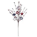 DIYFLORU 4th of July Patriotic Stems Picks 17" with Wood Star Red White Blue Pip Berry Independence Memorial Day Branches for Home Centerpiece Patriotic Table Decorations (6 Piece)