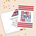 Canopy Street Patriotic 4th Of July Party Invitation / 25 Fill in the Blank Red White Blue Themed Event Invites With Envelopes / 5" x 7" Independence Day Invitations/Made In The USA