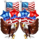 USA-Balloons 4th of July 12PCS Patriotic Eagle Balloons Red White Blue USA Foil Decor Fourth of July Veterans Day Election Birthday Party Supplies