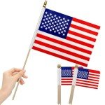 LoveVC 12Pcs 8×12 Inch Small American Flags on Stick Mini USA Flags US Handheld Flag for Outside,Veterans Day Memorial Day 4th of July Independence Day Decorations