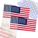 12 Pack 12x18 Inch Handheld American Flags on Stick - Patriotic American Flags for Outside, USA Stick Flag Perfect for Independence Day, Memorial Day, 4th of July Decorations (12)