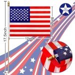 LoveVC 12Pcs 8×12 Inch Small American Flags on Stick Mini USA Flags US Handheld Flag for Outside,Veterans Day Memorial Day 4th of July Independence Day Decorations