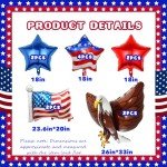 USA-Balloons 4th of July 12PCS Patriotic Eagle Balloons Red White Blue USA Foil Decor Fourth of July Veterans Day Election Birthday Party Supplies