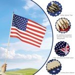 12 Pack 12x18 Inch Handheld American Flags on Stick - Patriotic American Flags for Outside, USA Stick Flag Perfect for Independence Day, Memorial Day, 4th of July Decorations (12)