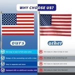 12 Pack 12x18 Inch Handheld American Flags on Stick - Patriotic American Flags for Outside, USA Stick Flag Perfect for Independence Day, Memorial Day, 4th of July Decorations (12)
