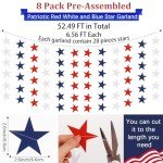 BAHABY 4th of July Decorations Set: 8 Strands Patriotic Star Streamers Banner Garland + 2 Pack 3.28Ft x 6.56Ft Metallic Tinsel Foil Fringe for Independence Day Memorial Day