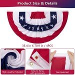3 x 6 Ft Bunting Flags, Large Patriotic USA Pleated Fan Flags, 4th of July Decorations Bunting Banner Half Fan Flag for Independence Day Memorial Day Outdoor Home Door Yard Decor (Set of 4)