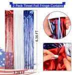 BAHABY 4th of July Decorations Set: 8 Strands Patriotic Star Streamers Banner Garland + 2 Pack 3.28Ft x 6.56Ft Metallic Tinsel Foil Fringe for Independence Day Memorial Day