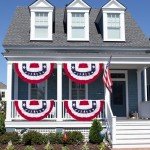 3 x 6 Ft Bunting Flags, Large Patriotic USA Pleated Fan Flags, 4th of July Decorations Bunting Banner Half Fan Flag for Independence Day Memorial Day Outdoor Home Door Yard Decor (Set of 4)