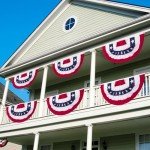 3 x 6 Ft Bunting Flags, Large Patriotic USA Pleated Fan Flags, 4th of July Decorations Bunting Banner Half Fan Flag for Independence Day Memorial Day Outdoor Home Door Yard Decor (Set of 4)